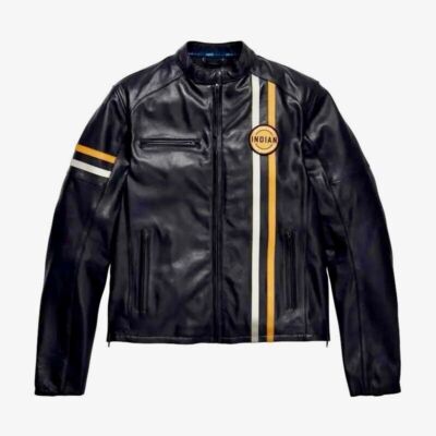 Indian Motorcycle 100% Real Leather Jacket Men's Café Leather Motorbike Jacket