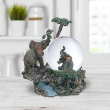 4"H Elephant Glitter Snow Globe Statue ation Figurine Home Decor Unique Gift