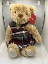 NEW FAO Schwarz Teddy Bear Plush Stuffed Animal W/ Plaid Dress Geoffry Toys R US