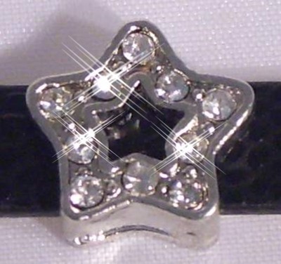   Stern Strass silber Slider für Armband Slide Charm Schiebe Modul   MLAB005