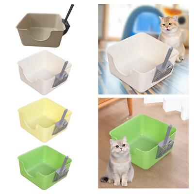 Cat Litter Box with Scoop Open Top Pet Litter Tray for Small UK