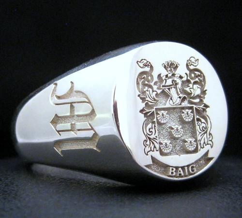 Anillo de sello con escudo de cualquier familia grabado personalizado 14x12 plata maciza 925 - Imagen 6 de 8