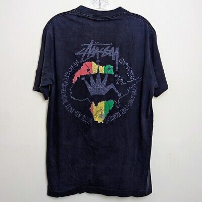 Vintage Stussy 80s One World One Love Faded Single Stitch T Vintage Stussy 80s One World One Love Faded Single Stitch T