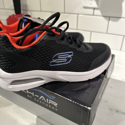 Skechers Boys Skechers-Air Sneaker, Lightweight, Breathable, Black Red Size 1 - Picture 7 of 8