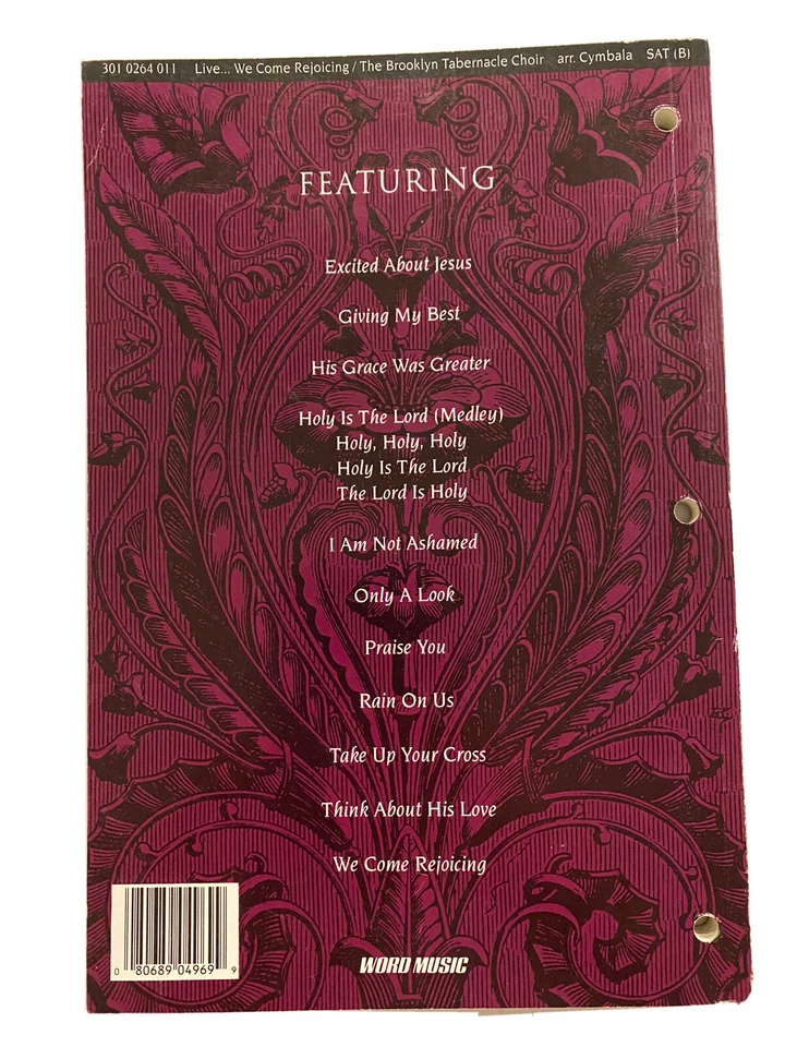 LIVE..WE COME REJOICING Book/Songbook~Brooklyn Tabernacle Choir~Cymbala~1993 - Image 2 of 2