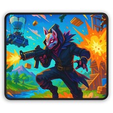 Fortnite Battle Royale Gaming Mouse Pad, Drift vs Raven Action Scene, Neon