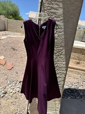 Calvin Klein Burgundy V Neck Classic Dress Size 4 Z11 EUC