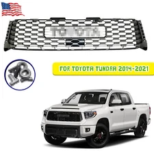 Front Grille Fit For 2014-2021 Toyota Tundra Upper Grill W/Letters Matt Black