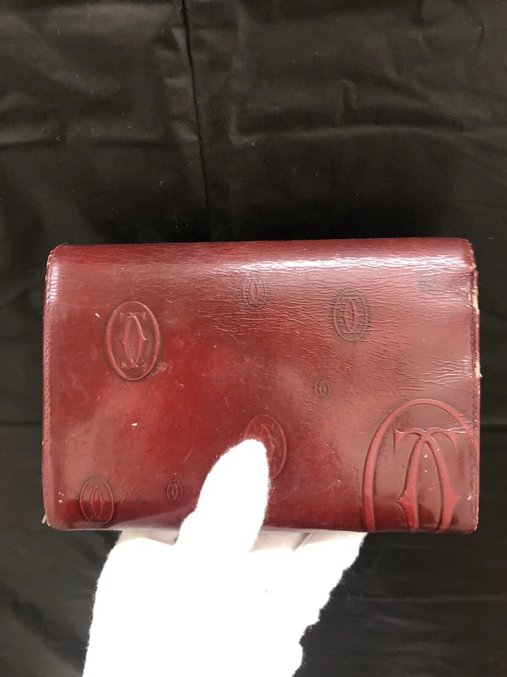 Auténtico estuche para tarjetas de feliz cumpleaños CARTIER BORGOÑA de cuero Foto 4 de 4