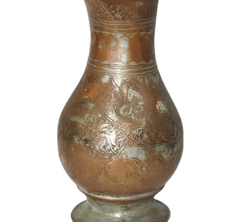 17th C, Antique Islamic Persian Hand-forging Etched Tinned Copper Pitcher - Picture 5 of 7