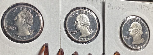1993S, 1994S, 1996S Proof Washington Silver Quarters