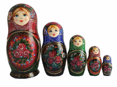 POUPEES RUSSES EMBOITABLES MATRIOCHKA AVEC SAMOVAR PEINTE A LA MAIN PAR TITOVA