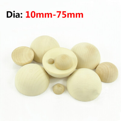 Natural Wooden Craft Half Spheres Balls Ø 10mm-75mm Solid Semicircle Wood Balls