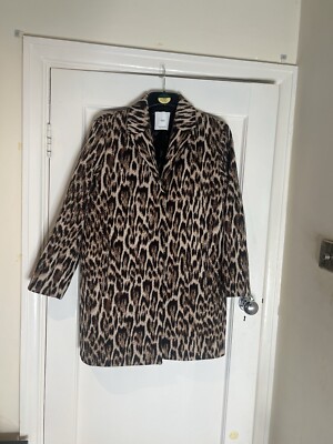 Mango Suit Leopard Print Jacket Coat (Size: M) UK
