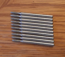 10 NEW DREMEL DIAMOND WHEEL POINT BIT #7144 1/8" SHANK  3/32" BIT BURR HEAD