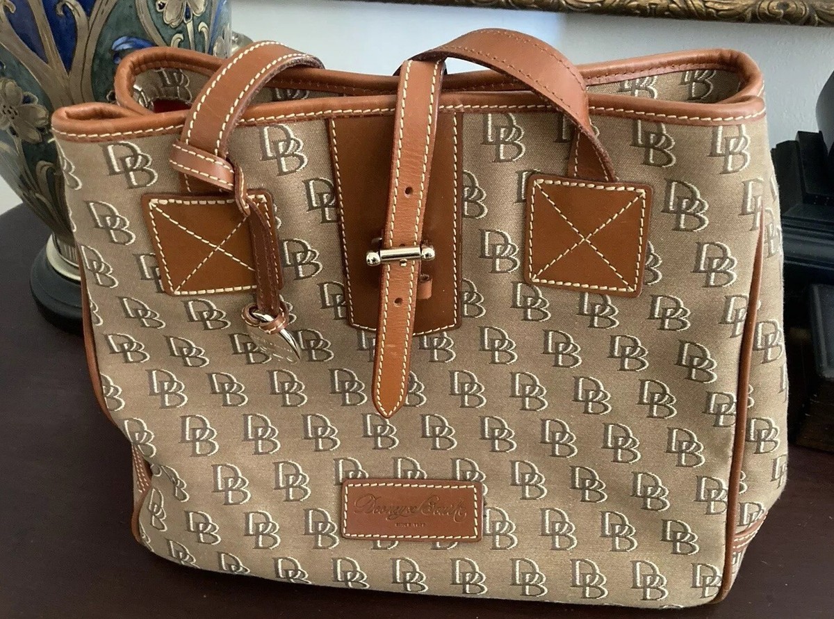 Dooney & Bourke Tan Brown Logo Tote Shoulder Purse Bag Nice  display picture 1