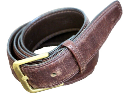 CUIR SAUVAGE BROWN GENUINE LEATHER SOLID BRASS BUCKLE DRESS MEN'S BELT 36/90(34A