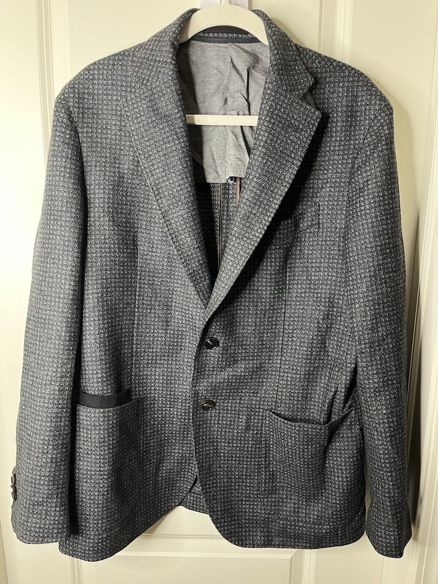 Luigi Bianchi Mantova Sartoria Blazer Men 52R Wool Black Plaid