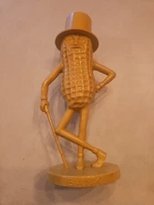 Mr Peanut Coin Bank Planters Statue USA Beige Yellow Mustard Plastic Vintage EUC