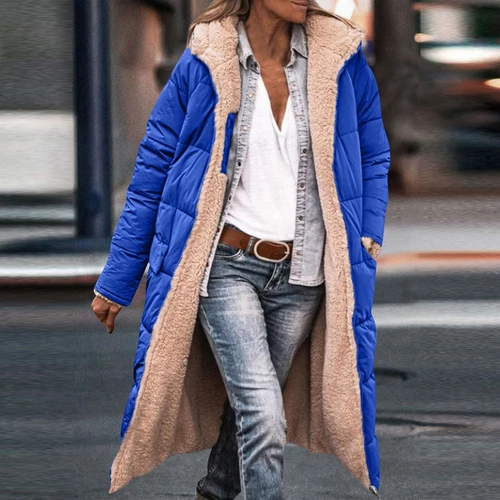 Damen Winter Lange Mäntel Trendy Jacke Sherpa Fleece Gefüttert Daunenmantel - Bild 58 von 97