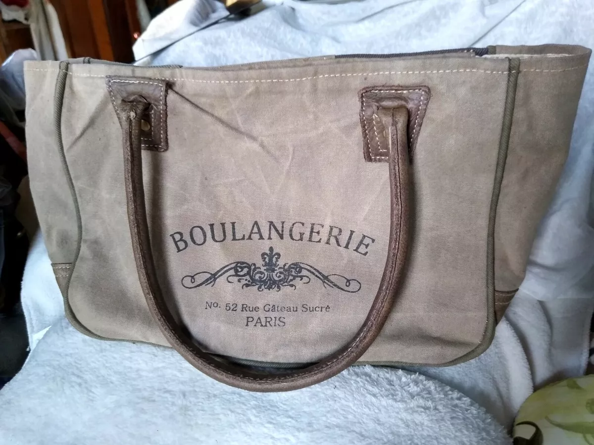 Myra Bag Shopper tote with Star canvas and leather trim used