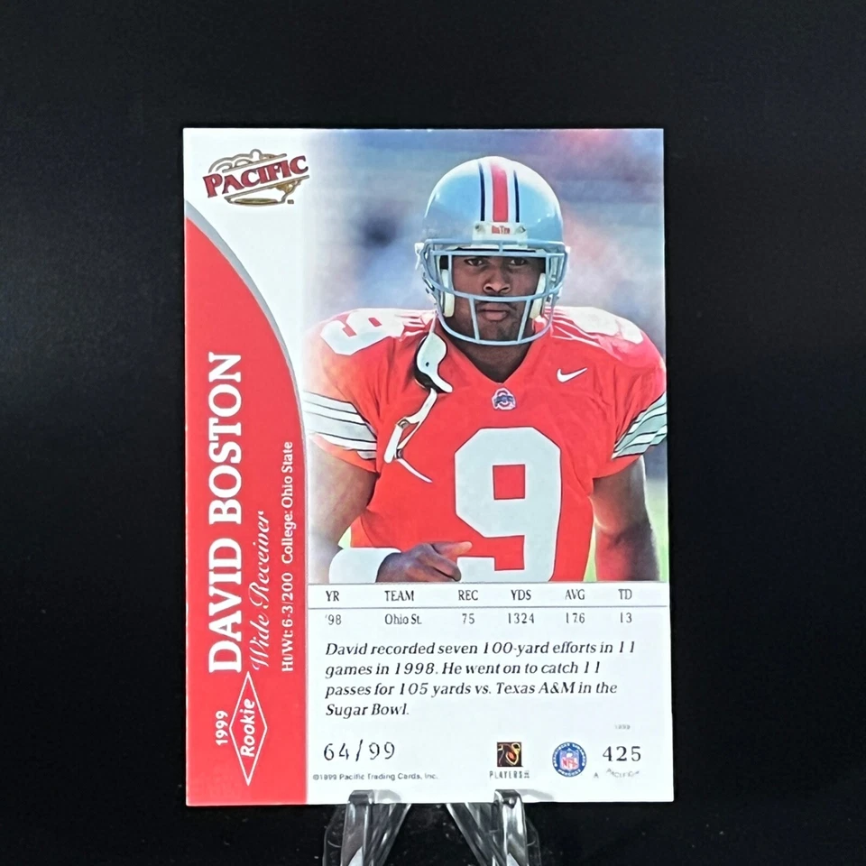 David Boston 1999 Pacific Parallel /99 Rookie RC RARE LOOK!! - Image 2 of 2