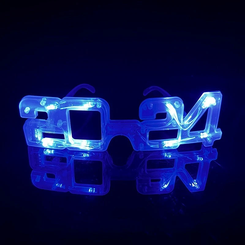 2024 LED Feliz Año Nuevo Gafas Brillantes Suministros de Fiesta de Nochevieja Foto 3 de 4