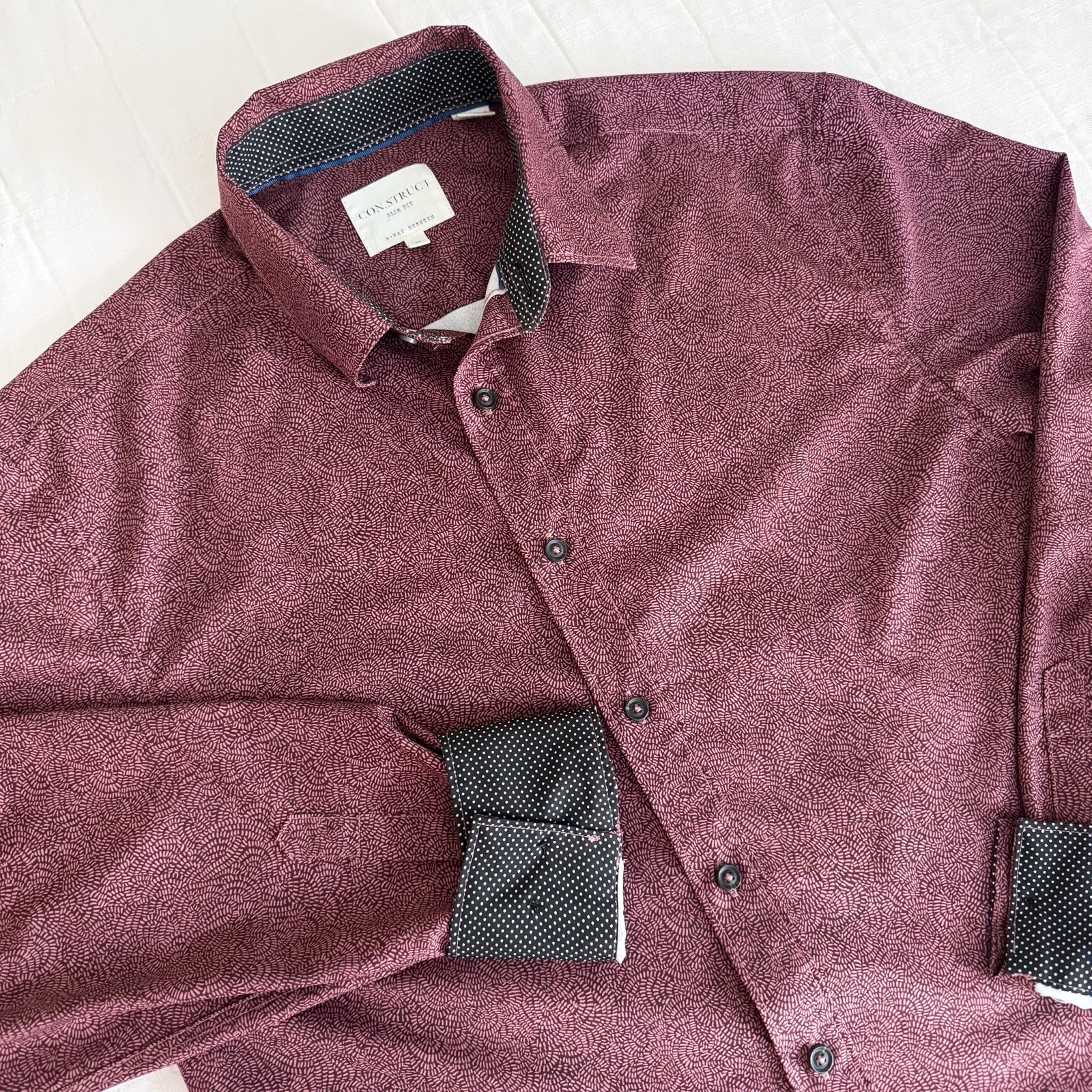 Construct Slim Fit Button Down Mens MEDIUM Long S… - image 2