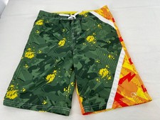 OP Boys Camo Board Shorts XL Green Yellow Swim Trunks Surf Beach Youth