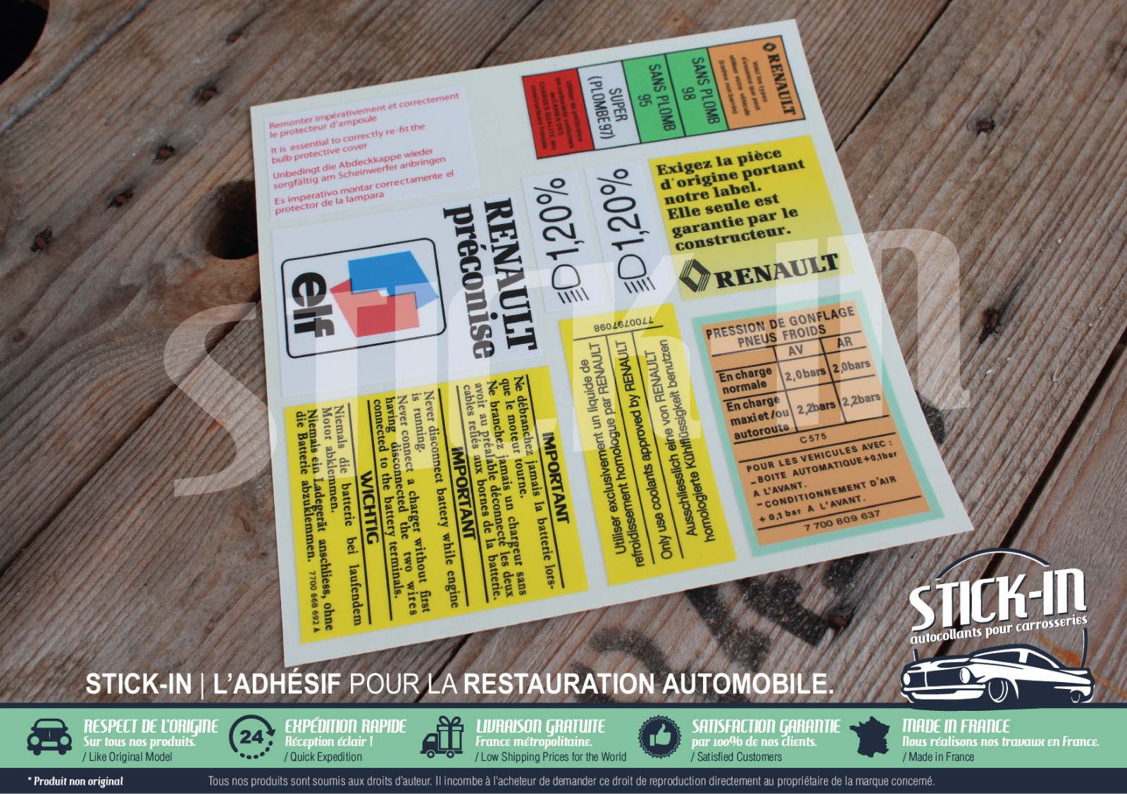 Stickers Clio 16S 16V Phase 1 pour compartiment moteur d'origine Renault
