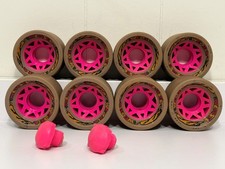 Set of 8 Used Weasel Roller Skate Wheels Quad Vintage with Toe Plugs Indoor