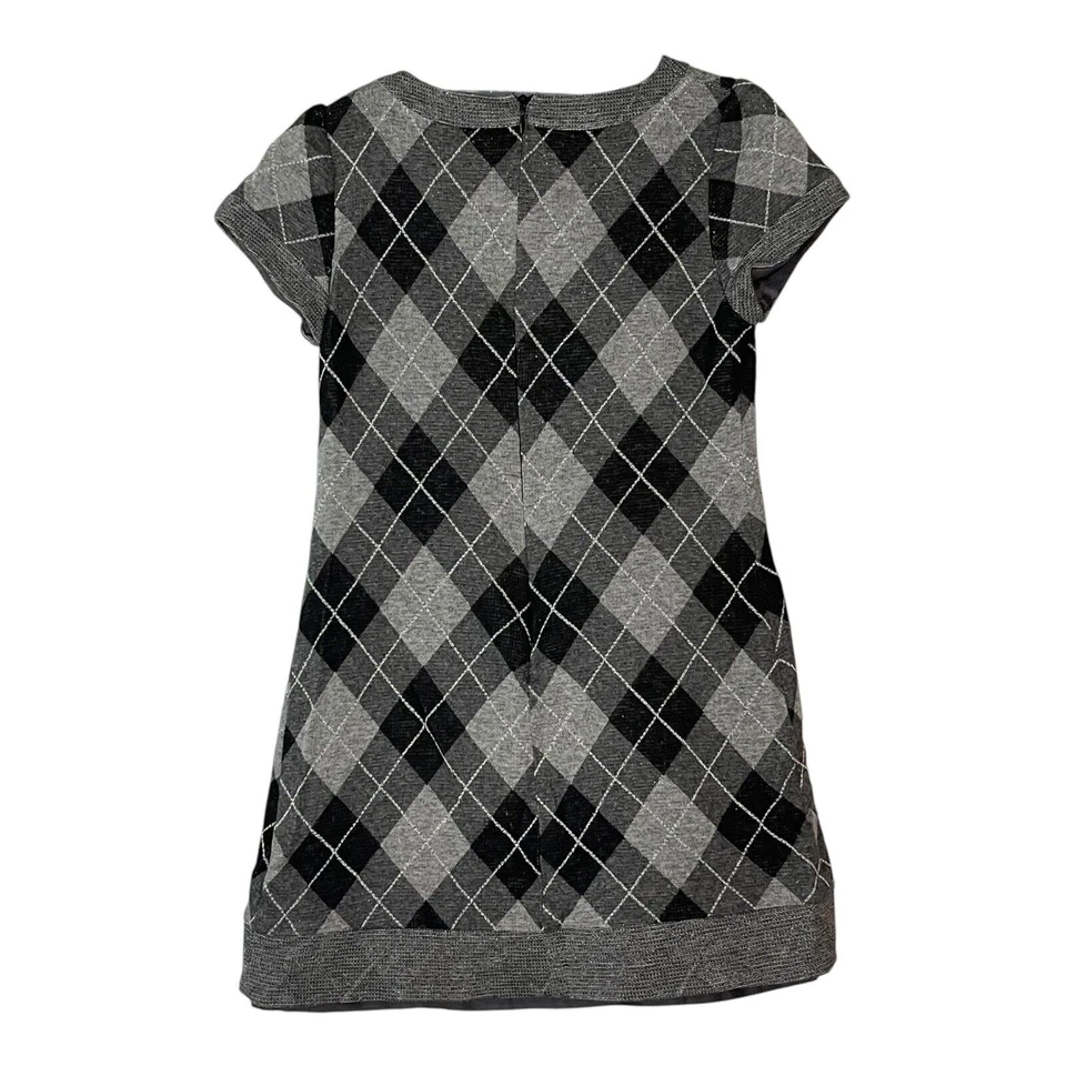 Maria Casero Girls 10 Gray Silver Plaid Knit Dress Vintage Boutique - Image 3 of 4