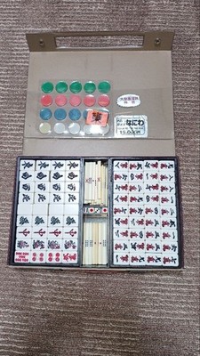 Mahjong Set Fliesen Score Sticks Chips Koffer Tragbar Reisegröße Kompakt