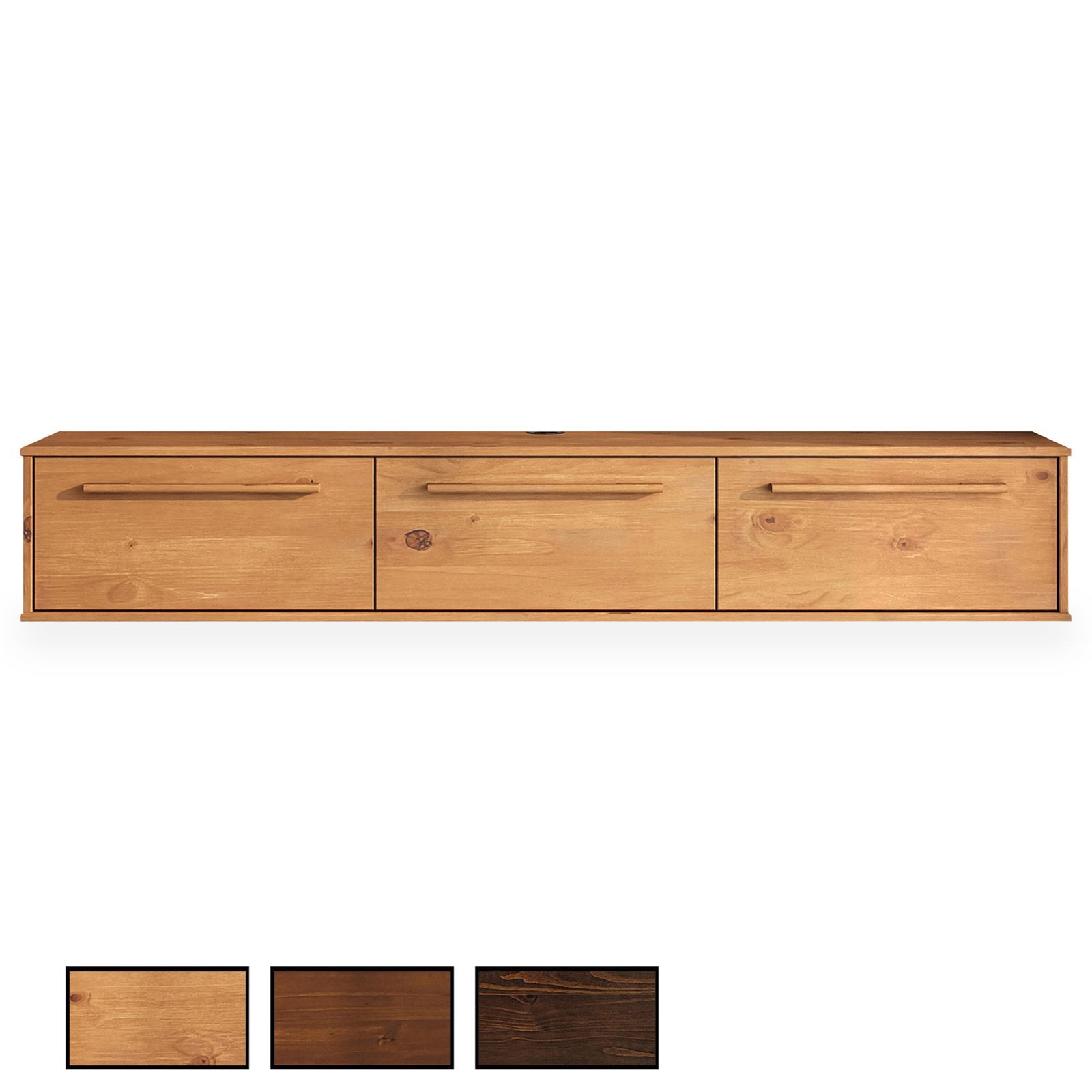 Meuble télé mural design en bois de chêne massif premium longueur 180cm