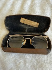 Antique Bausch  Lomb 12K Gold-Filled Eyeglasses w/Case  Rimless 1920s ARCO Style