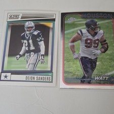 Score Topps NFL Card Lot - Deion Sanders, J.J. Watt, 2 Cards