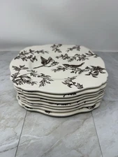Lot 8 Pc Bird Toile Brown Sadek Elisabeth Trostli Andrea 10" Chargr Dinner Plate