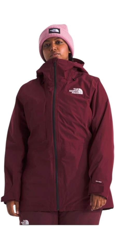 NWT North Face Women’s ThermoBall Eco Snow Triclimate Jacket Burgundy Floral XL - Image 3 of 4