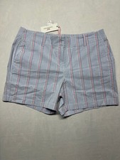Vineyard Vines Women's Chino Shorts NWT Size 14 Patriotic Red Blue White Striped