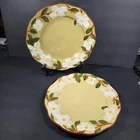 Stangl White Dogwood Dinner Plates Set of 2 Hand Painted Floral 12"