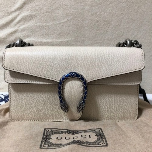 Gucci Dionysus Shoulder Bag Ivory Off-White Grained Leather Tiger Head Chain