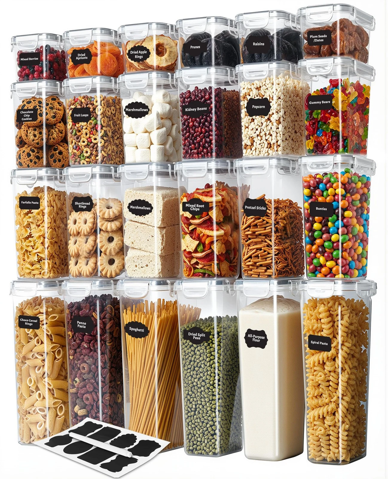 KICHLY Airtight Food Storage Containers Set with Lids – 24 Pack of 24, Clear