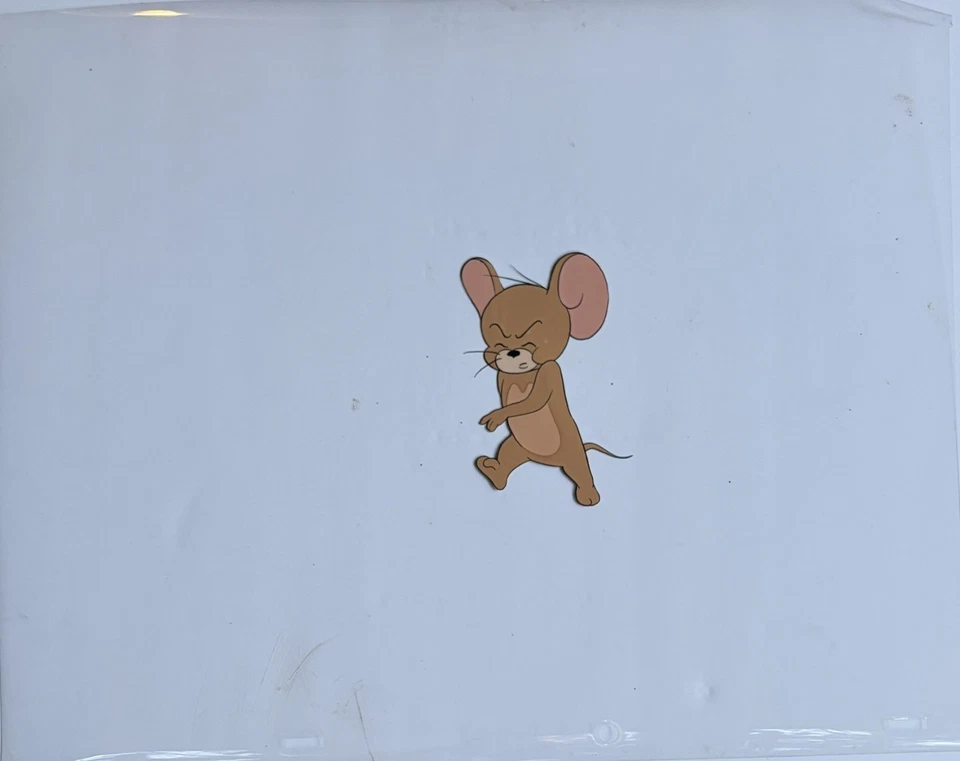 MGM Tom and Jerry 1950's Jerry Original Production Cel Custom Background Rare - Image 2 of 2