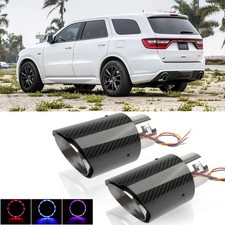 For Dodge Durango 3.6L V6 2.5" in Muffler Exhaust Tips Carbon Fiber w/ LED Light
