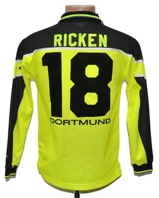 BORUSSIA DORTMUND 1997 1998 HOME FOOTBALL SHIRT #18 RICKEN SIZE L BOYS LONG