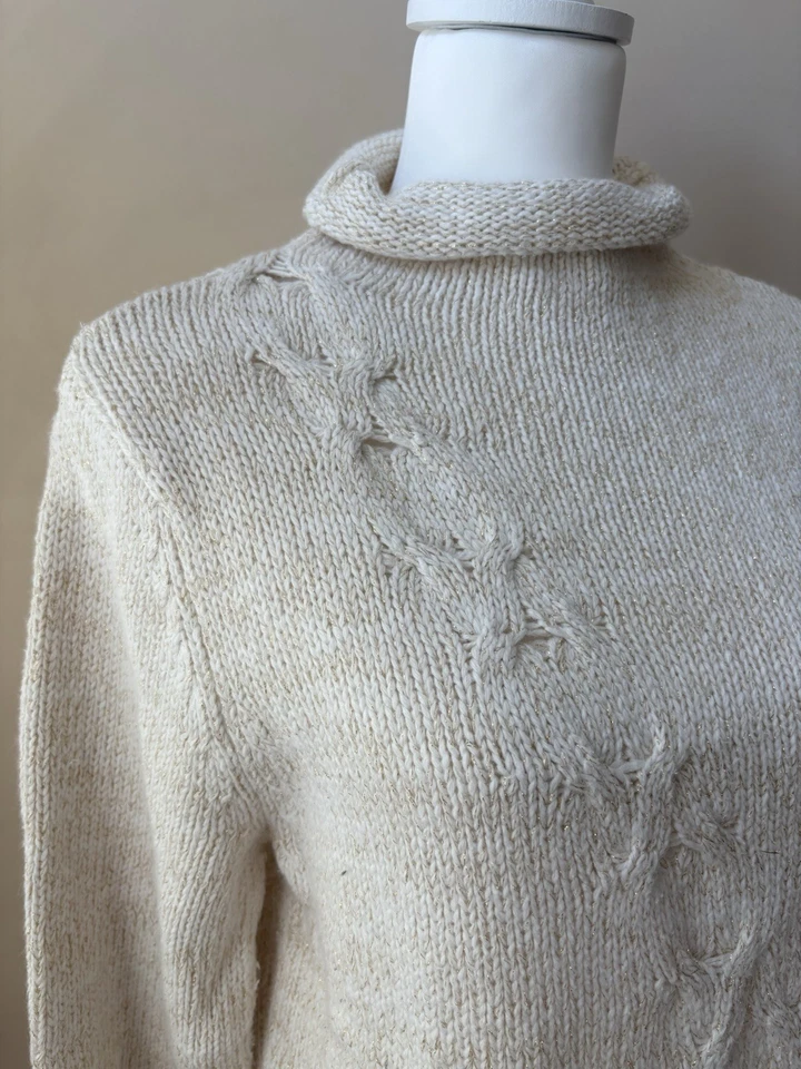 Suéter Para Mujer Grueso Tejido Capucha Cuello Med Metálico Preppy Cápsula Cabello de Conejo Foto 4 de 4