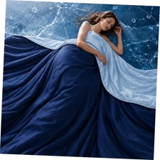 Cooling Comforter Queen Size, Cooling Blanket for Hot Sleepers, Q Blue 1 Count