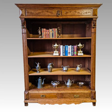 Antikes Gründerzeit Regal Bücherregal Eiche Löwenköpfe um 1880