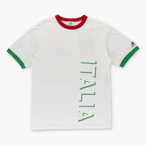 Vintage Team Italy "L'Inno Di Mameli' Italia Flag 90s ADIDAS Ringer T-Shirt (L)