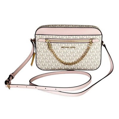  NWT Michael Kors Jet Set LG Zip Chain Crossbody Powder Blush Pink Multi Magic!
